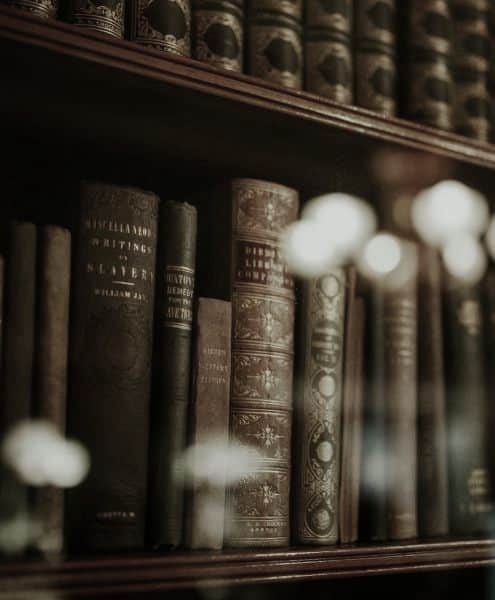 Antique books in a private library